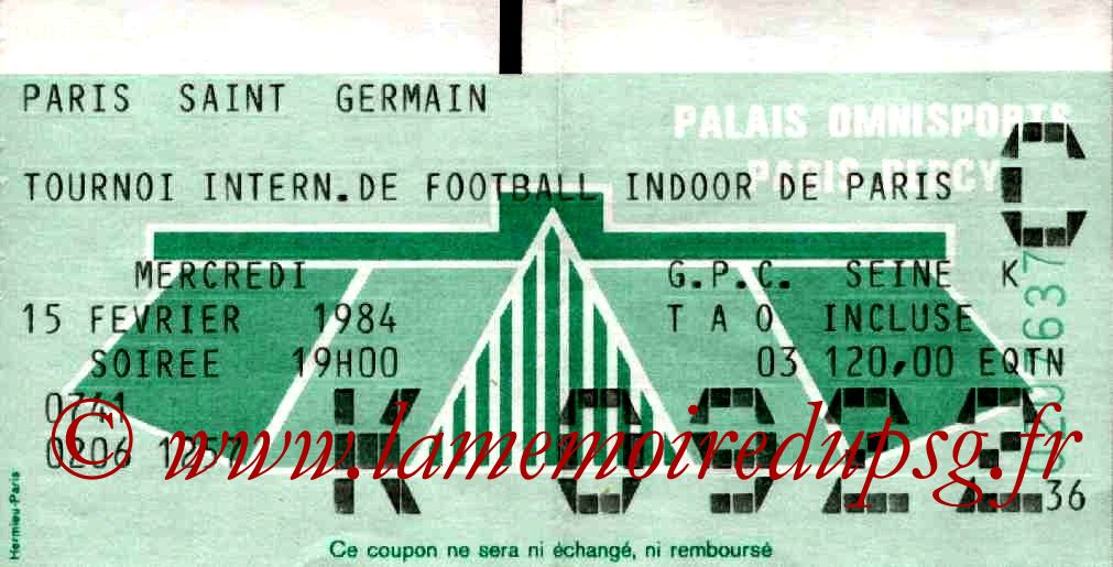 1984-02-15  PSG-Bordeaux et PSG-Fluminense (1er Tournoi Indoor de Bercy, Bis)