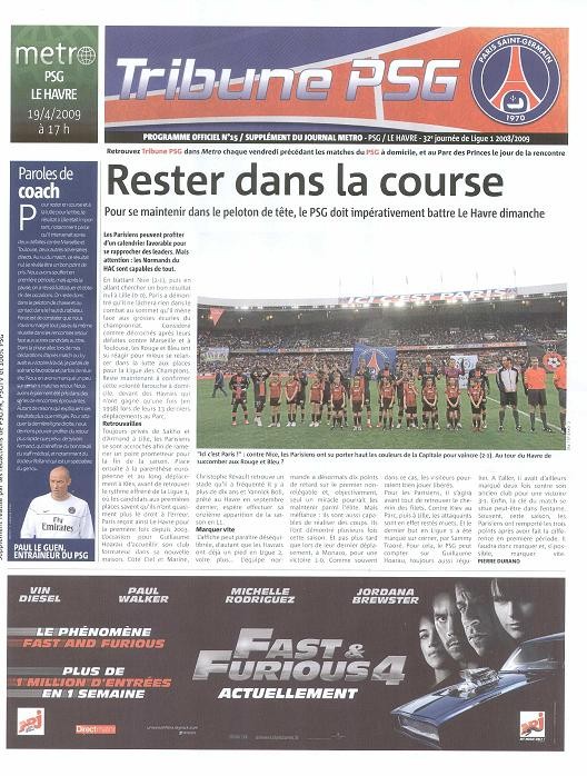 2009-04-19  PSG-Le Havre (32ème L1, Tribune PSG N° 15)