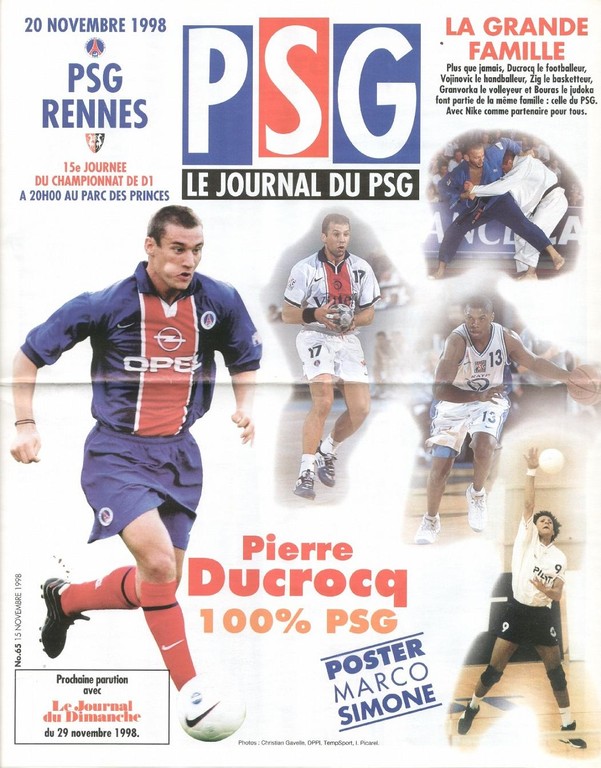 1998-11-20  PSG-Rennes (15ème D1, Le Journal du PSG N°65)