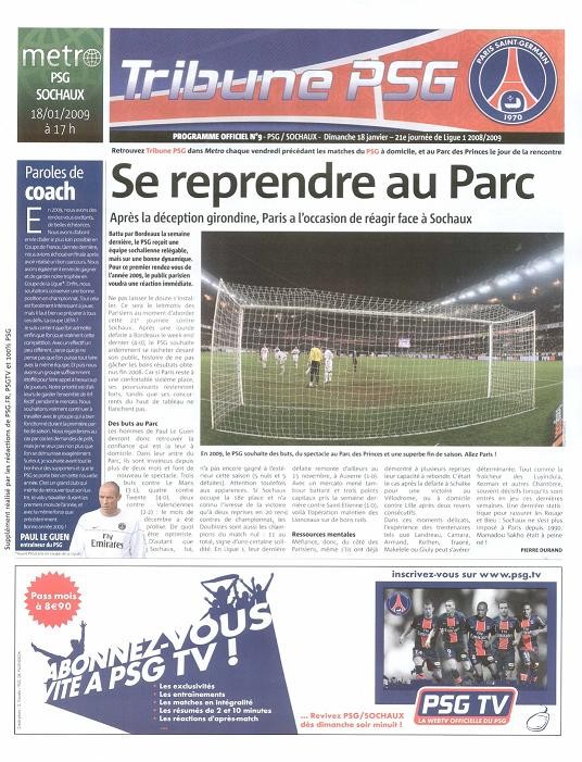 2009-01-18  PSG-Sochaux (21ème L1, Tribune PSG N°9)