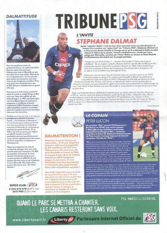 2000-09-19  PSG-Helsingborg (2ème Poule C1, 1ère Phase, Tribune PSG N°17)