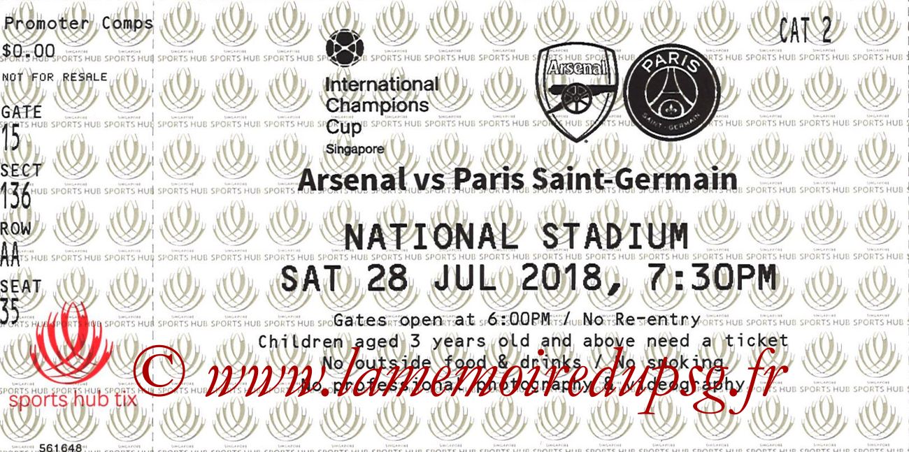 2018-07-28  Arsenal-PSG (International Champions Cup à Singapour)