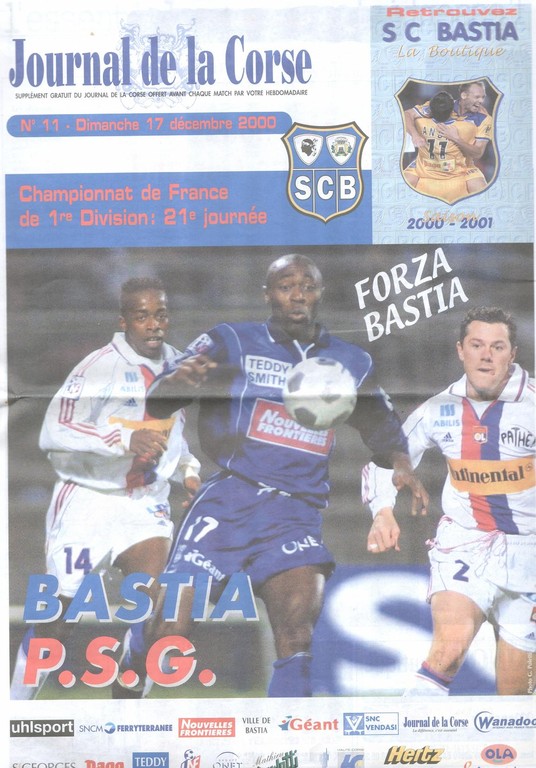 2000-12-17  Bastia-PSG (21ème D1, Le Journal de la Corse N°11)