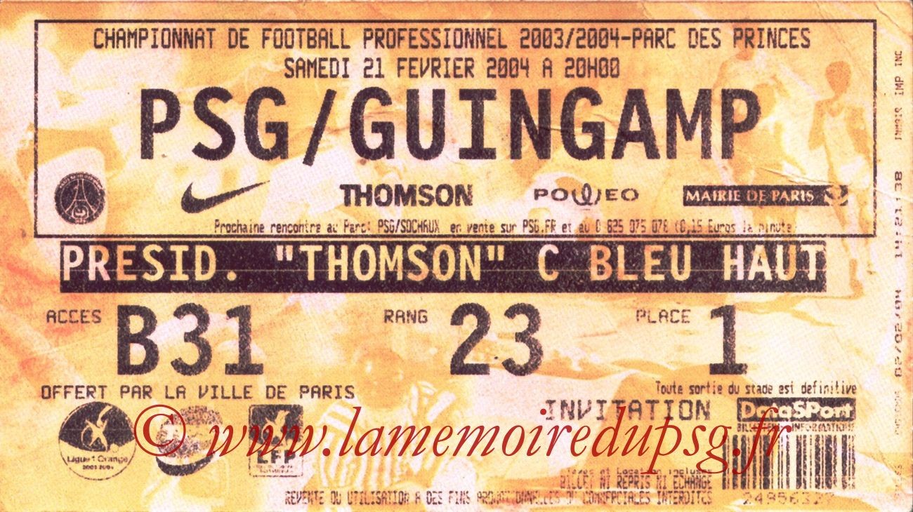 2004-02-21   PSG-Guingamp (25ème L1, bis)