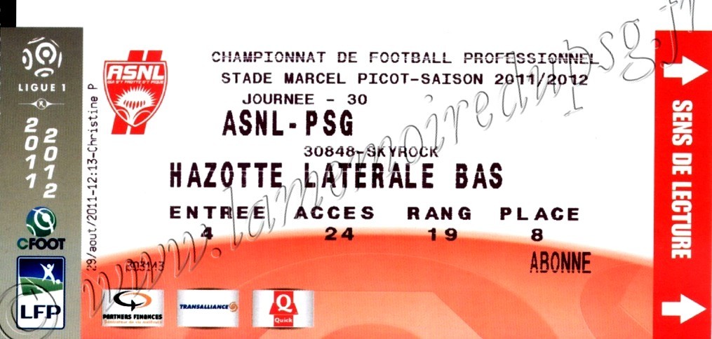 2012-03-31  Nancy-PSG (30ème L1)