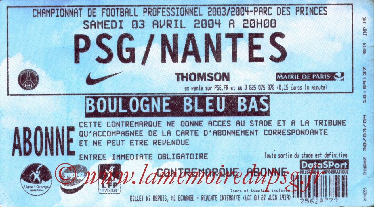 2004-04-03   PSG-Nantes (31ème L1)