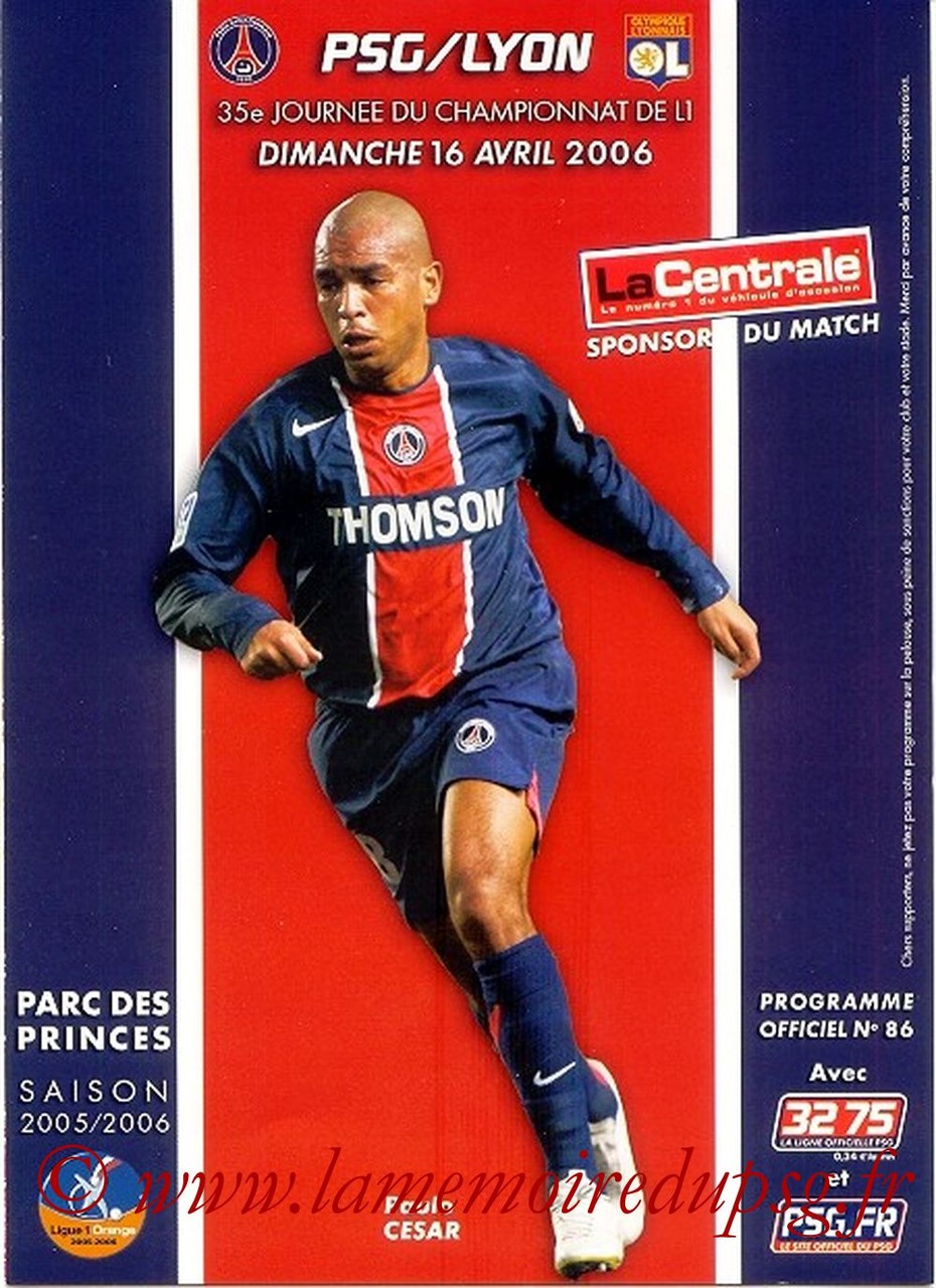 2006-04-16  PSG-Lyon (35ème L1, Officiel N°86)