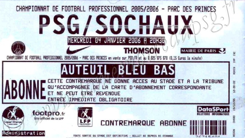 2006-01-04  PSG-Sochaux (20ème L1)