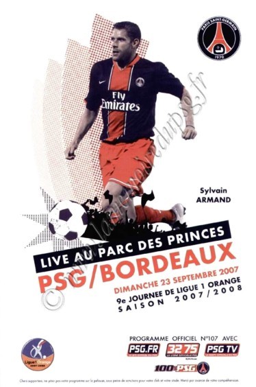 2007-09-23  PSG-Bordeaux (9ème L1, Officiel PSG N°107)