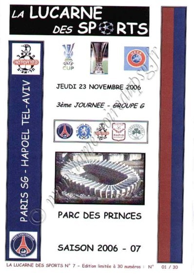 2006-11-23  PSG-Hapoel Tel-Aviv (3ème Poule C3, La lucarne des sports N°7)