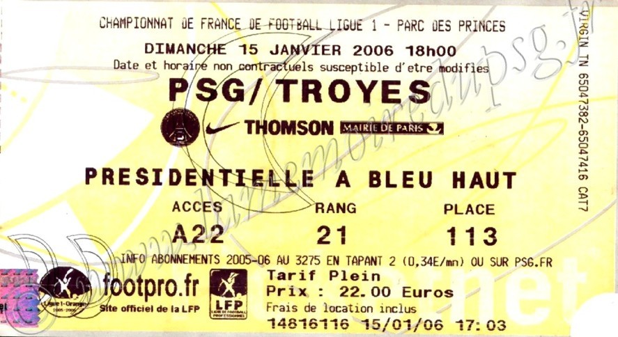 2006-01-15  PSG-Troyes (22ème L1, Ticketnet)