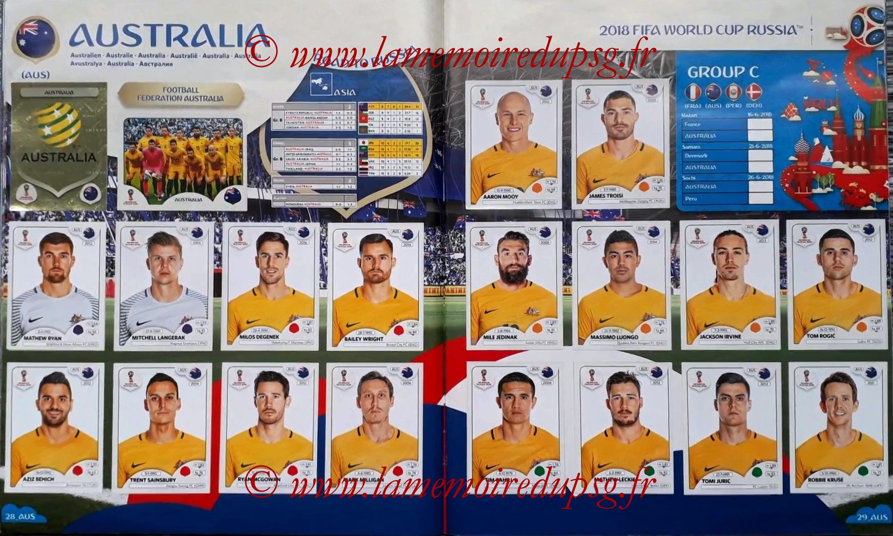 2018 - Panini FIFA World Cup Russia Stickers - Pages 28 et 29 - Australie