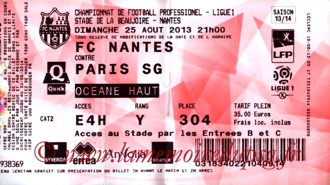 2013-08-25  Nantes-PSG (3ème L1, Ticketnet)