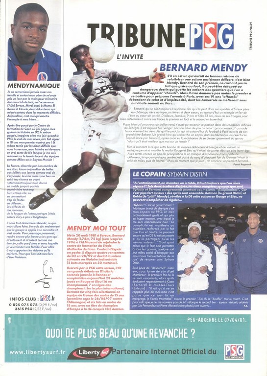 2001-04-07  PSG-Auxerre (30ème D1, Tribune PSG N°29)