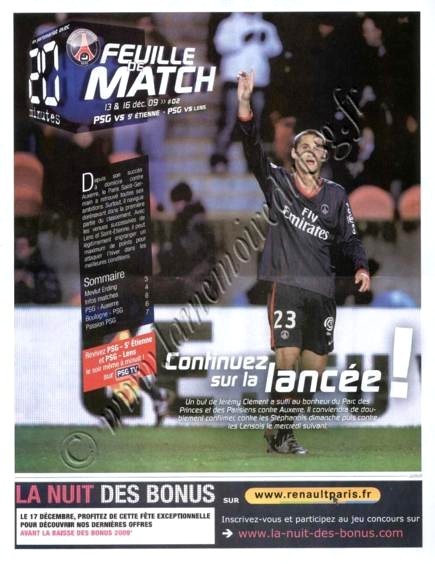 2009-12-13  PSG-Saint Etienne (17ème L1, Feuille de match N°2)