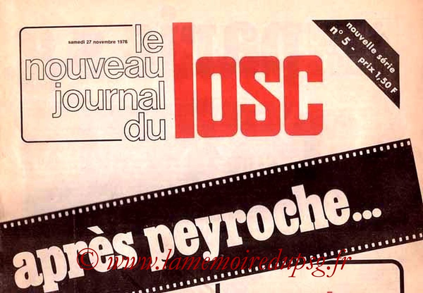 1976-11-27  Lille-PSG (16ème D1, Le nouveau journal du LOSC N°5)