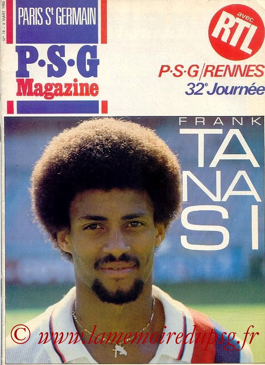 1986-03-08  PSG-Rennes (32ème D1, Paris St Germain Magazine N°19)