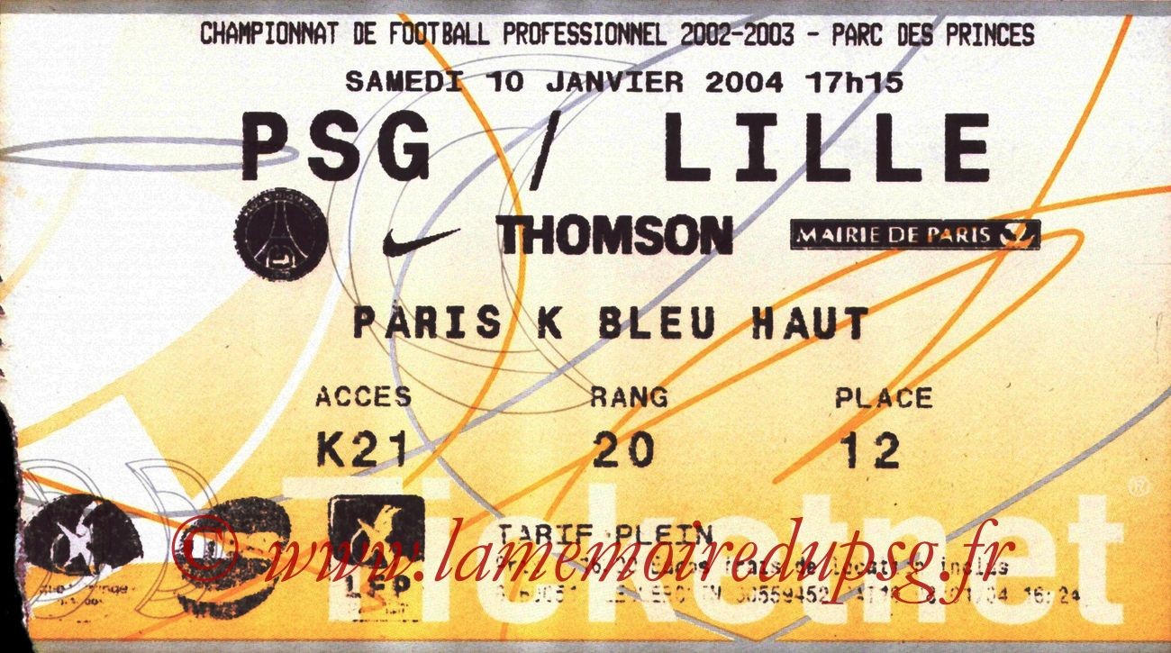 2004-01-10   PSG-Lille (20ème L1, Ticketnet)