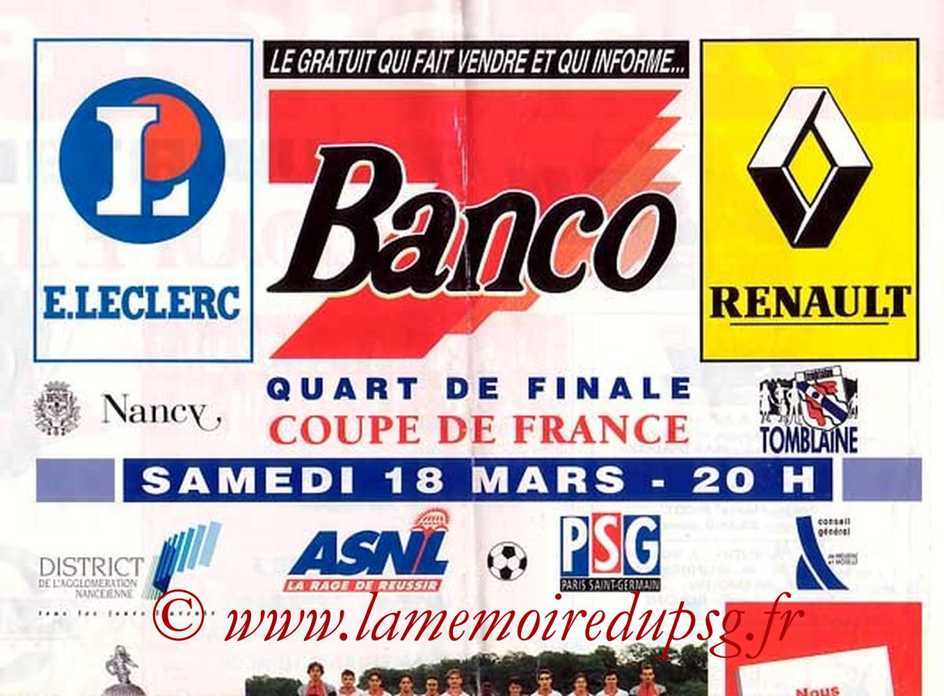 1995-03-18  Nancy-PSG (Quart Finale CF, Banco que je n'ai pas)