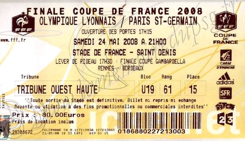 2008-05-24  PSG-Lyon (Finale CF à Saint Denis, Ticketnet)