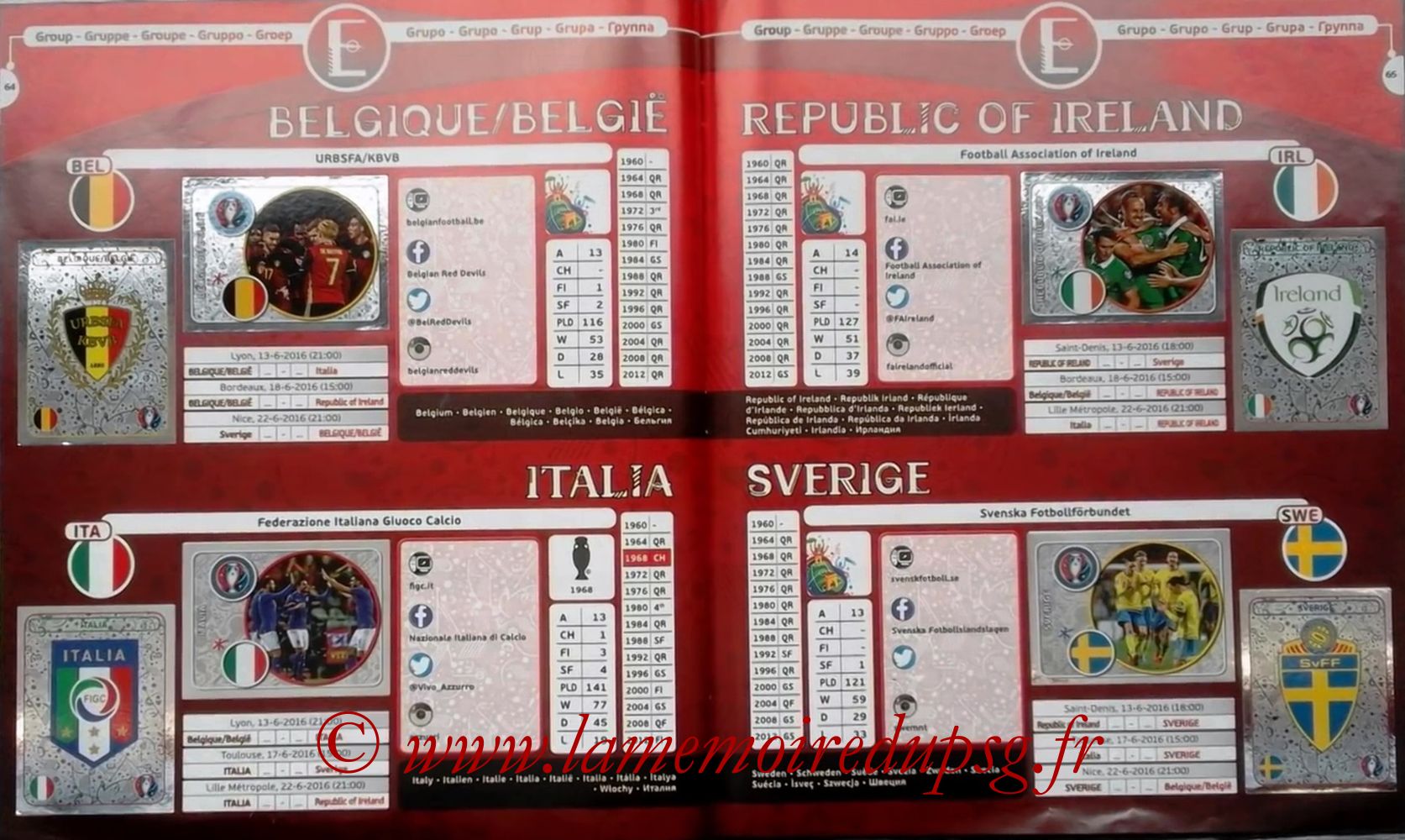 Panini Euro 2016 Stickers - Pages 64 et 65 - Groupe E