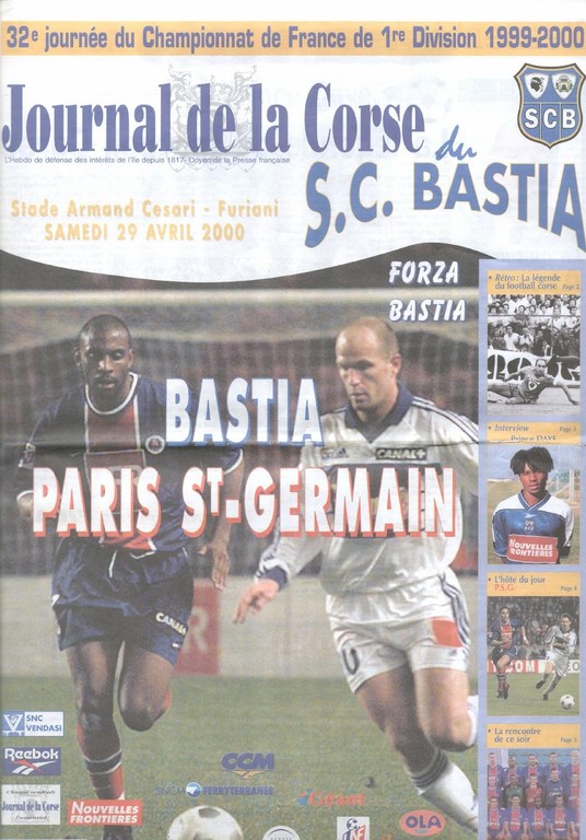 2000-04-30  Bastia-PSG (32ème D1, Journal de la Corse)