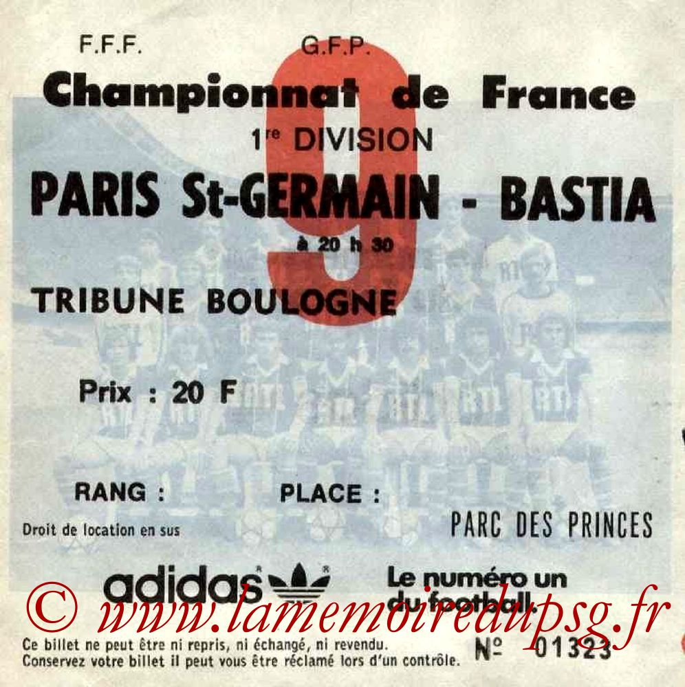 1981-11-24  PSG-Bastia (19ème D1, Ticket N°9)