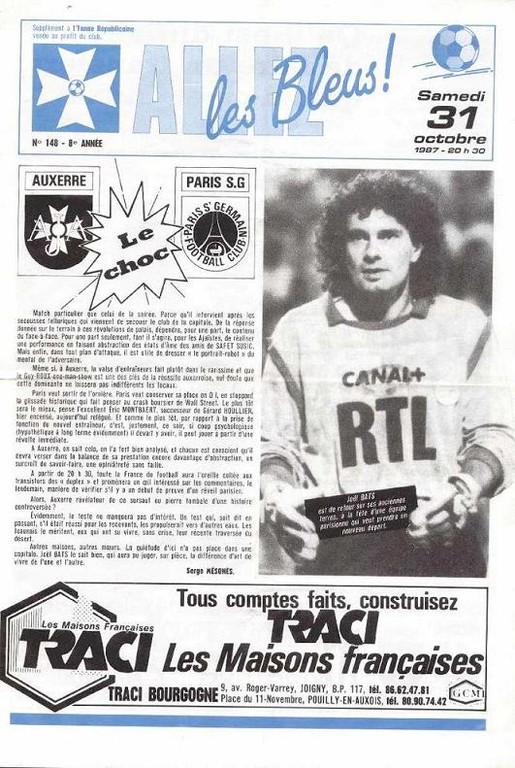 1987-10-31  Auxerre-PSG (17ème D1, Allez les bleus N°148)