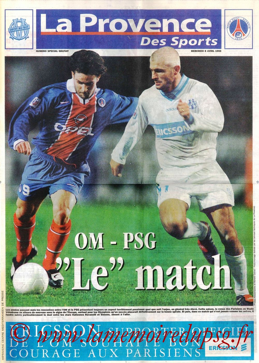 1998-04-08  Marseille-PSG (31ème D1, La Provence des Sports)