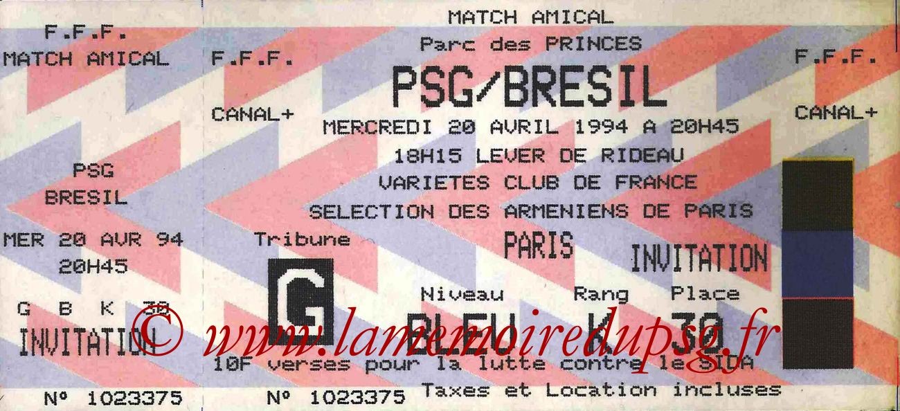 1994-04-20  PSG-Bresil (Amical au Parc des Princes)