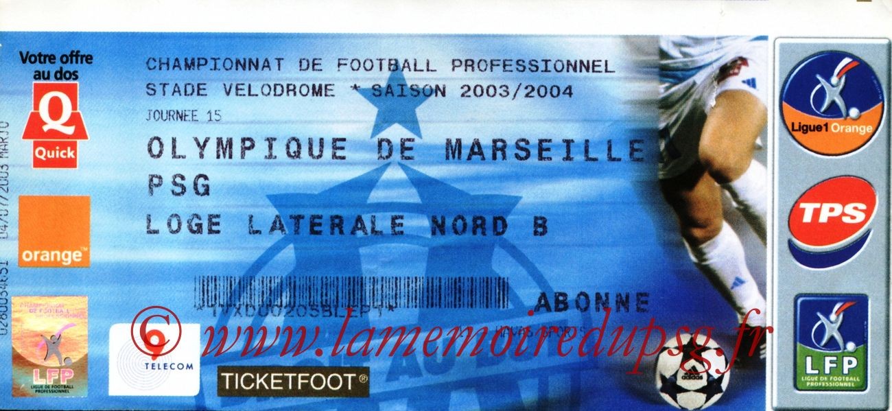 2003-11-30   Marseille-PSG (15ème L1)