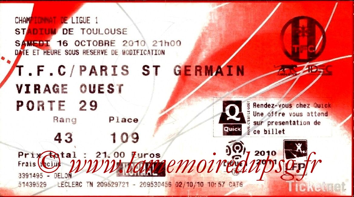 2010-10-16  Toulouse-PSG (9ème L1, Ticketnet)