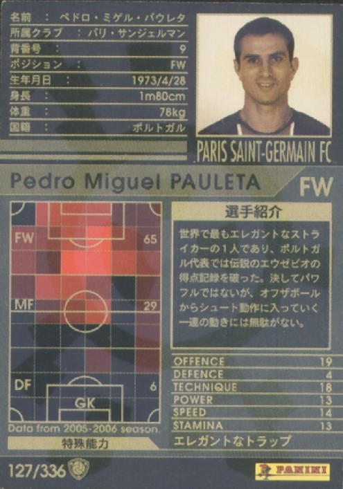 N° 127 - Pedro Miguel PAULETA (Verso)