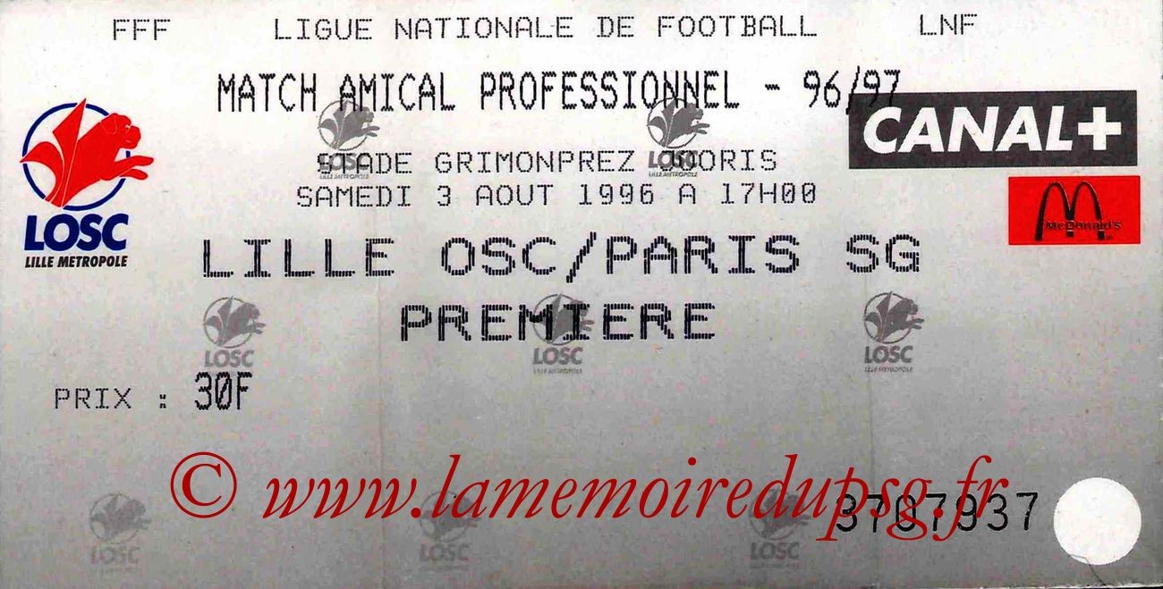 1996-08-03  Lille-PSG (Amical à Lille)