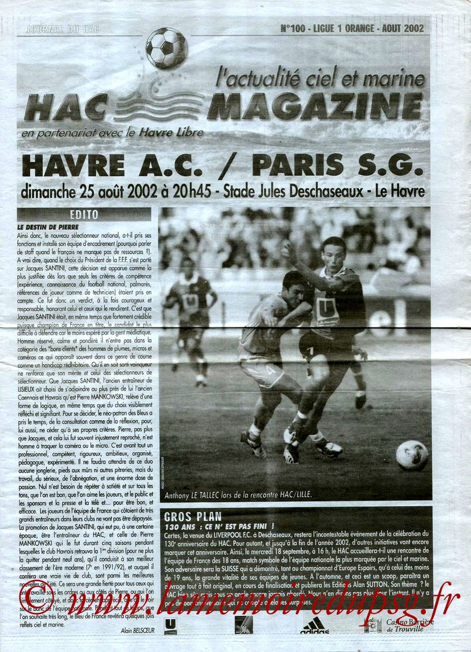 2002-08-25  Le Havre-PSG (4ème D1, HAC Magazine N°100)