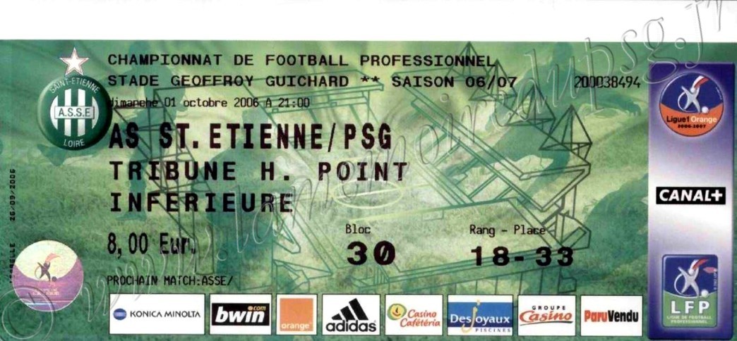 2006-10-01  Saint Etienne-PSG (8ème L1)