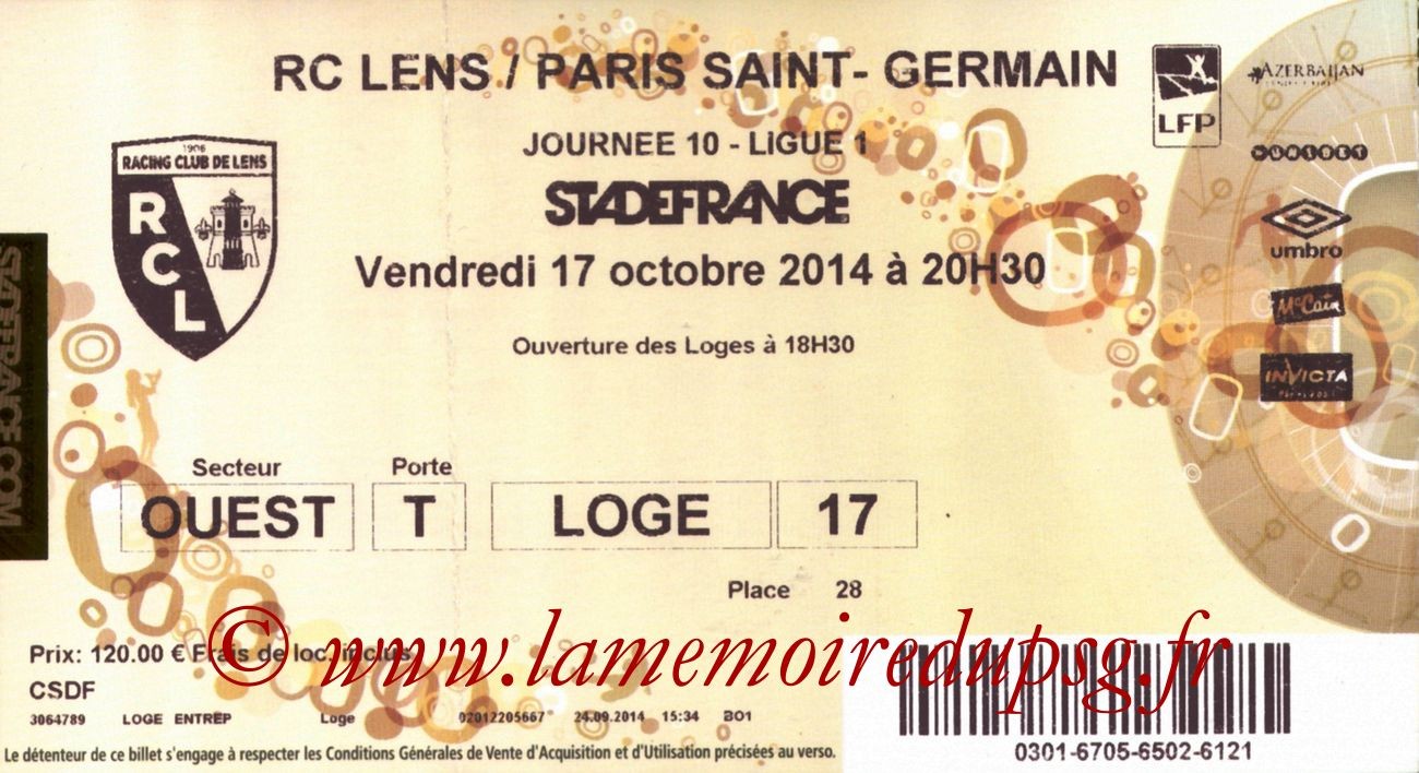 2014-10-17  Lens-PSG (10ème L1 au Stade de France)bis