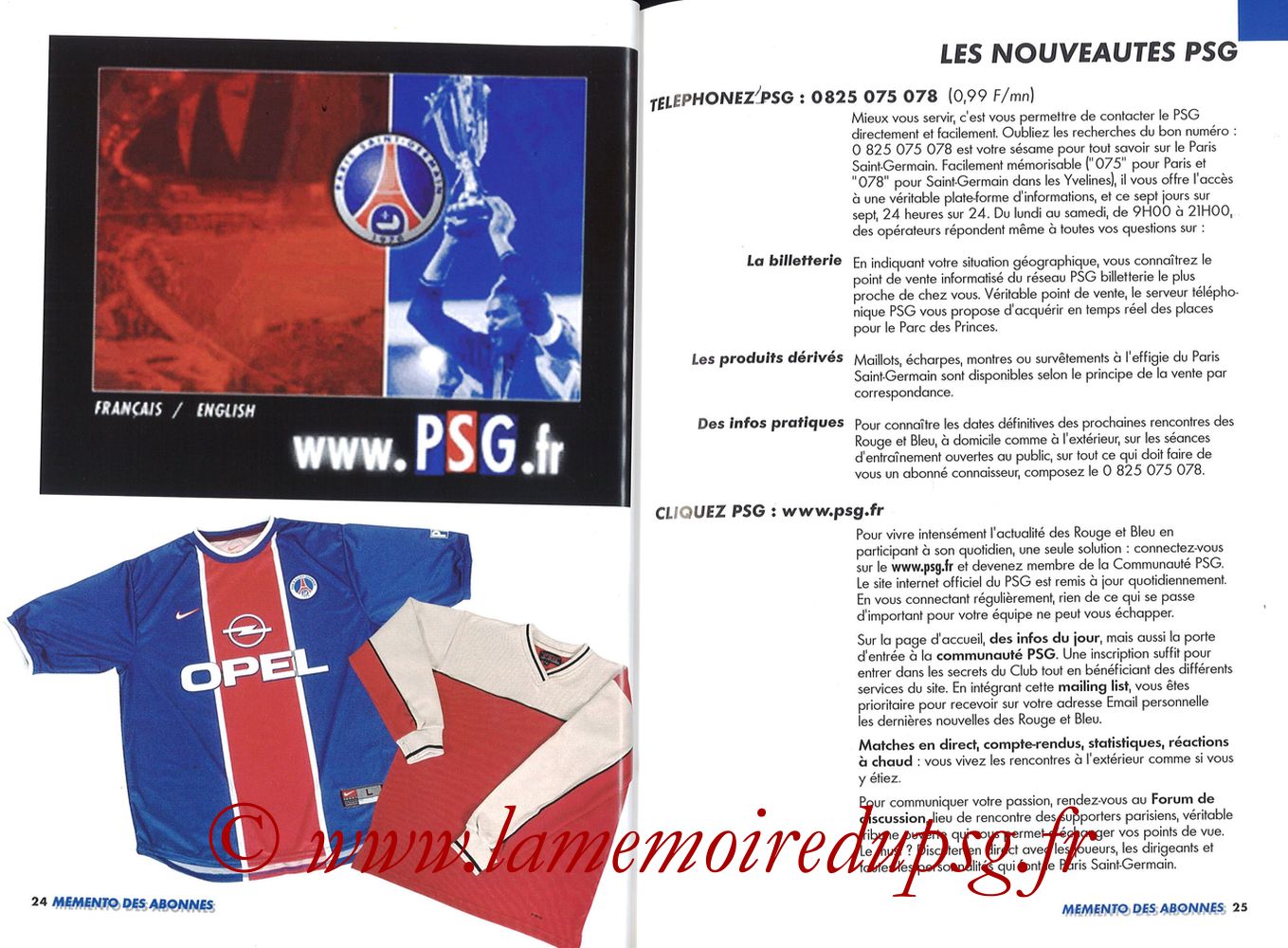 1999-00 - Guide de la Saison PSG - Pages 24 et 25