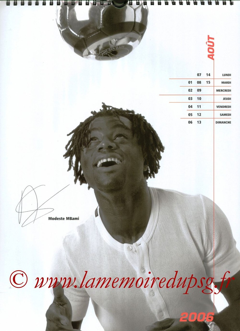 Calendrier PSG 2006 - Page 15 - Modeste M'BAMI