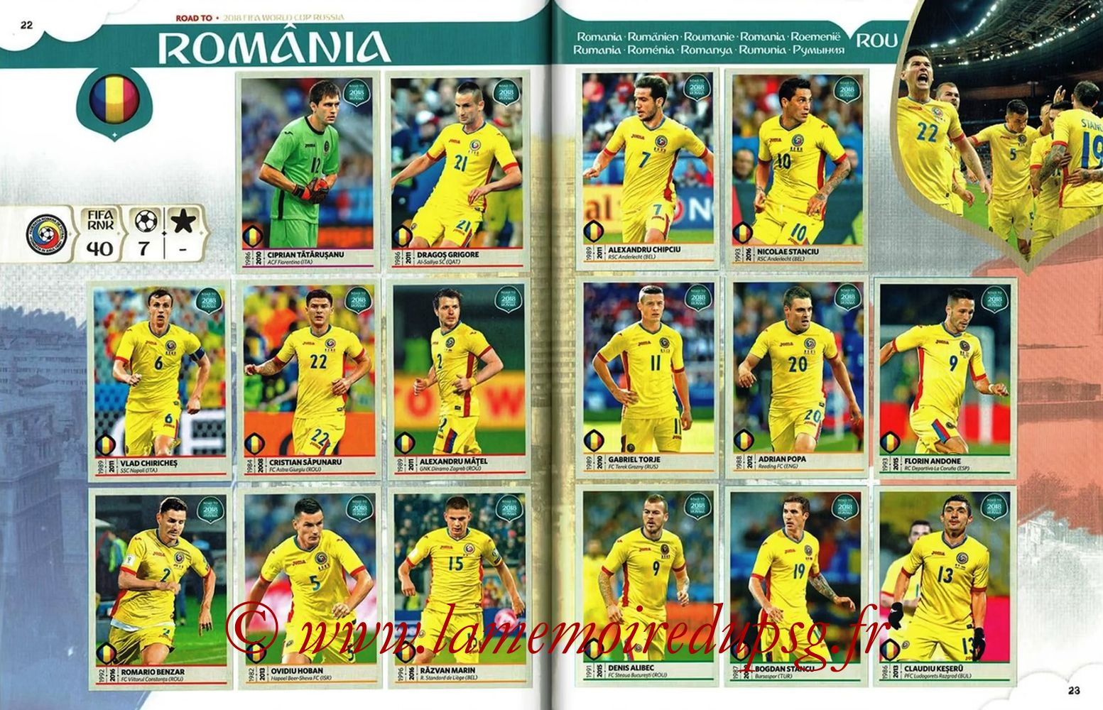 2018 - Panini Road to FIFA World Cup Russia Stickers - Pages 22 et 23 - Roumanie