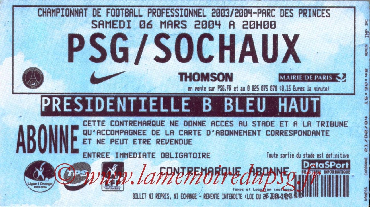 2004-03-06   PSG-Sochaux (27ème L1)