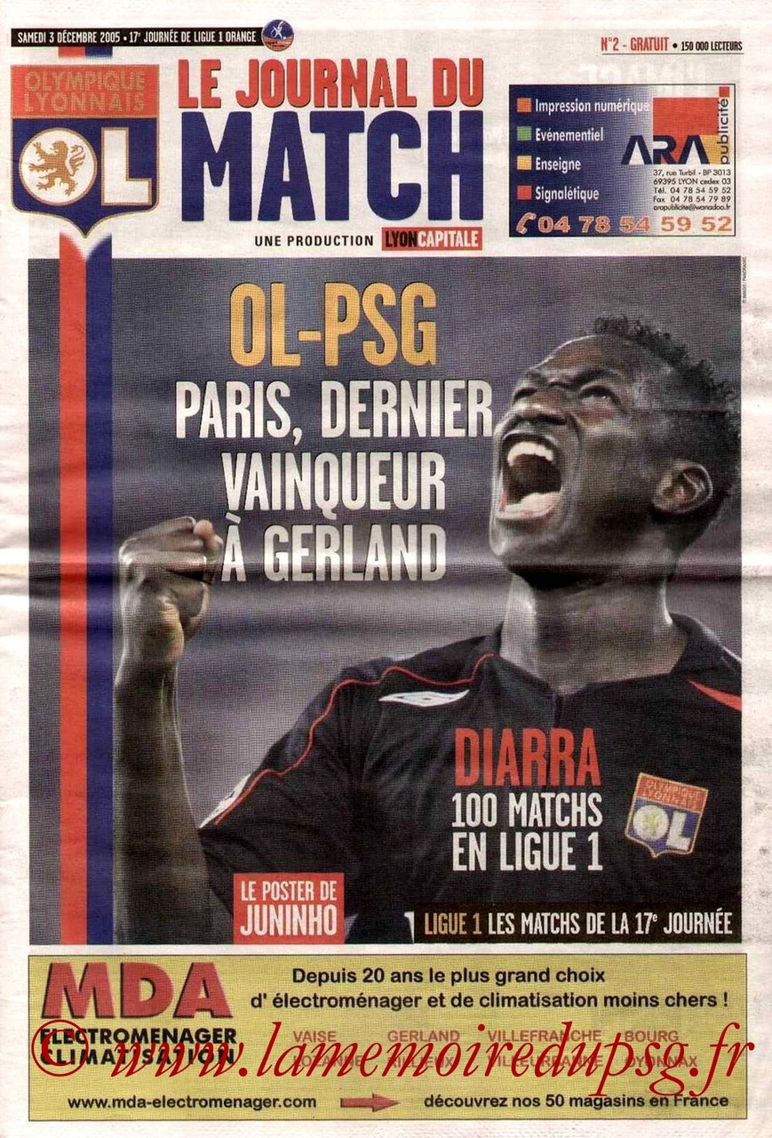 2005-12-03  Lyon-PSG (17ème L1, Le journal du match N°2)