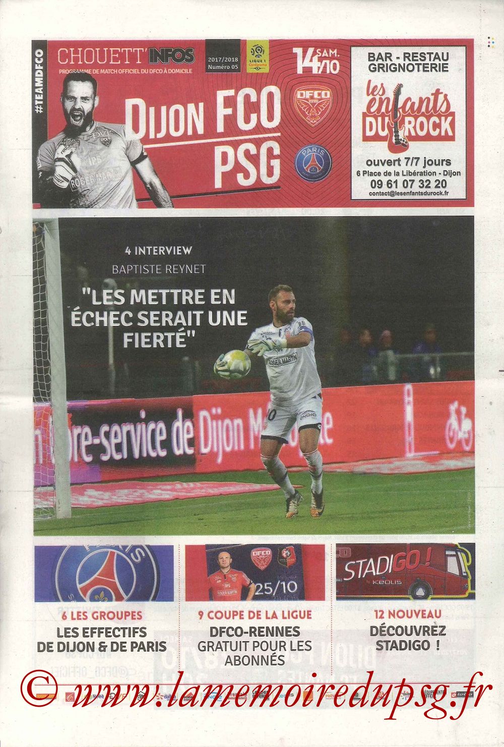 2017-10-14  Dijon-PSG (9ème L1, Chouett'Infos N°5)
