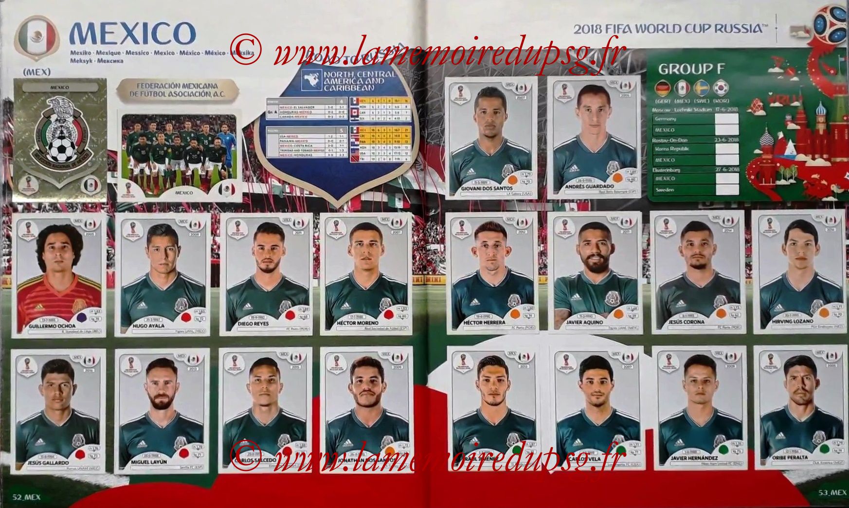 2018 - Panini FIFA World Cup Russia Stickers - Pages 52 et 53 - Mexique