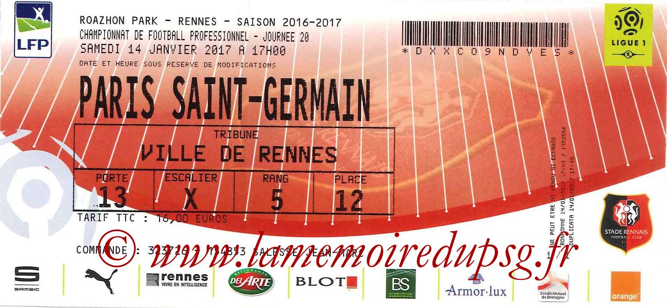 2017-01-14  Rennes-PSG (20ème L1)