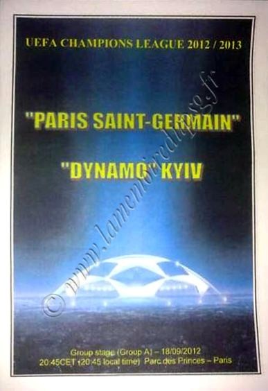 2012-09-18  PSG-Dynamo Kiev (1ère Journée Poule C1, Programme pirate édition Ukraine)