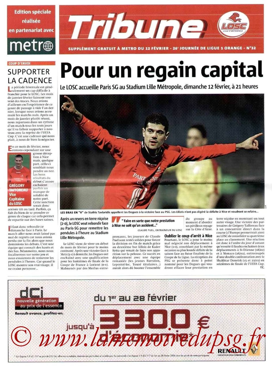 2006-02-12  Lille-PSG (26ème L1, Tribune LOSC N°32)