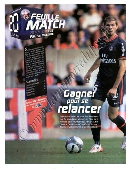 2010-02-20  PSG-Toulouse (25ème L1, Feuille de match N°6)