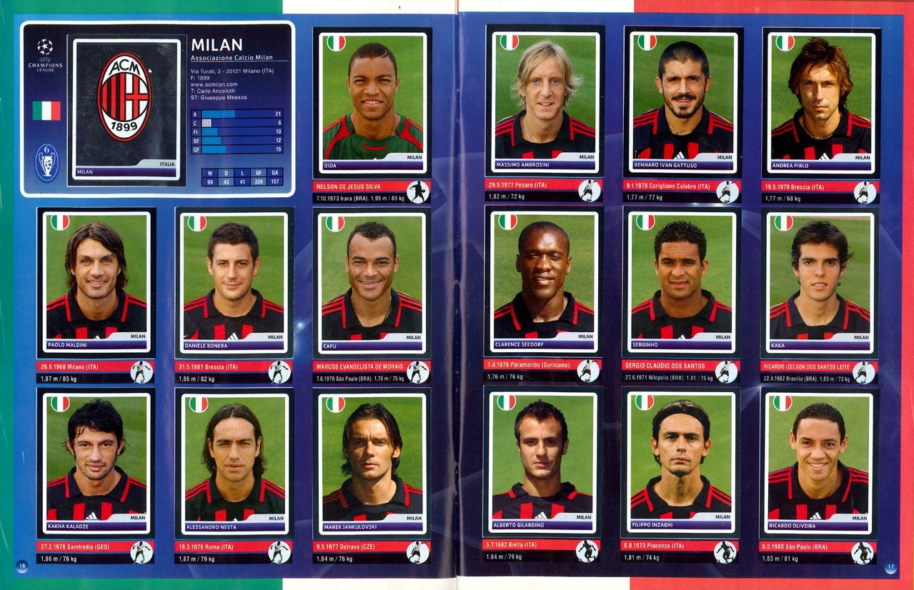 2006-07 - Panini Champions League - Pages 16 et 17 - Milan AC