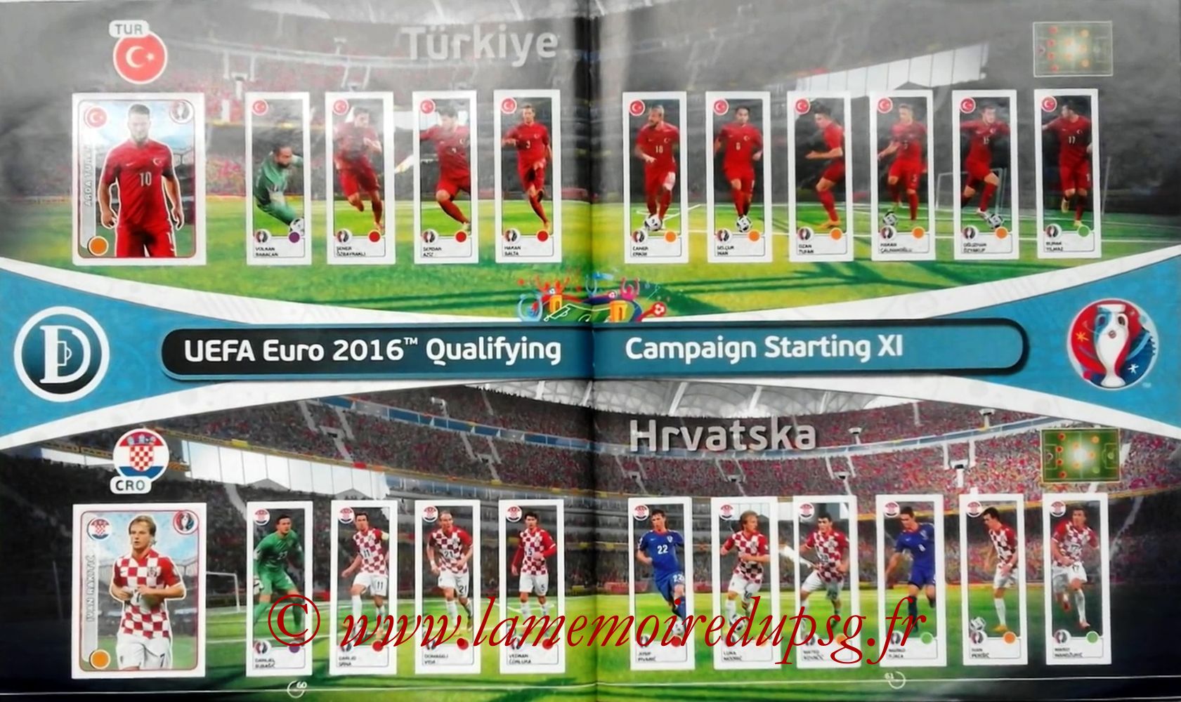 Panini Euro 2016 Stickers - Pages 60 et 61 - Turquie et Croatie